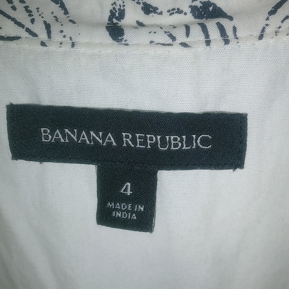 Banana Republic 4 Batik Sleeveless Cotton Button Down Front Collared Shirt Dress - Picture 9 of 9